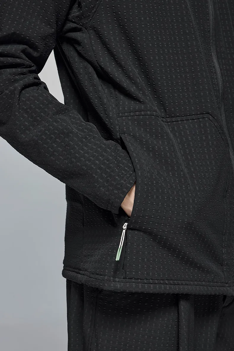 ABS Men's | Square Elastic Velvet Hooded Sports Suit  Autumn And Winter New Sports Zipper Coat Wide Leg Pants display picture 25