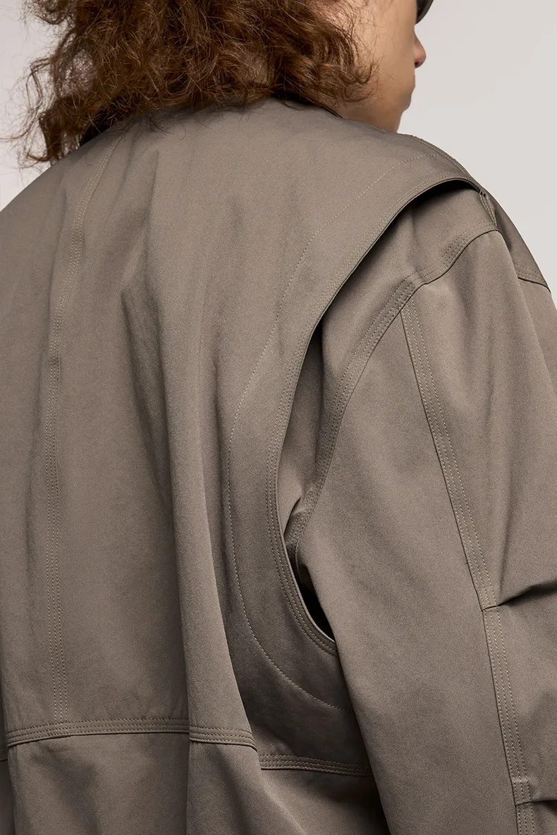 Jiezhan Men's Wear | Elastic Rivet Tooling Short Jacket  Men's Spring And Autumn Coat Lapel Logging Tooling display picture 6