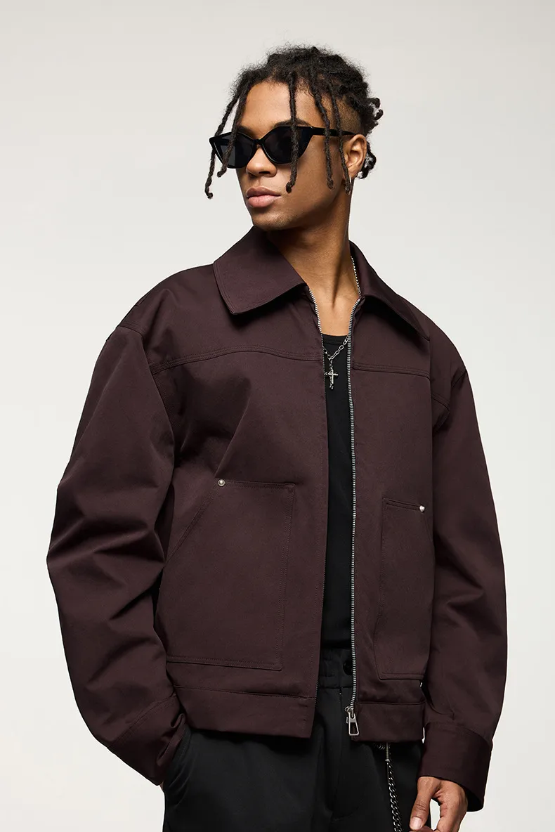 ABS Men's | Stretch Rivet Tooling Short Jacket Coat  Autumn And Winter New Vintage Lapel Logging Tooling display picture 14