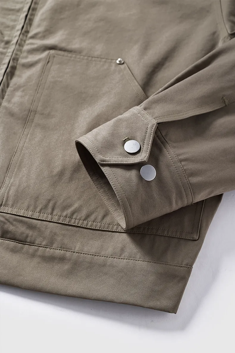 ABS Men's | Stretch Rivet Tooling Short Jacket Coat  Autumn And Winter New Vintage Lapel Logging Tooling display picture 26