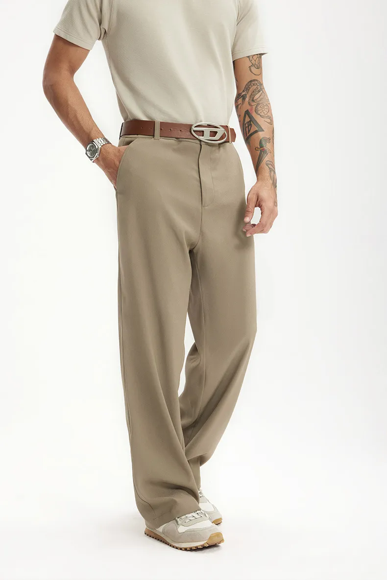 Jie Zhan Men's Wear | American Style Show High Pants  Spring/Summer New Old Money Style Simple Dummy Casual Pocket Pants display picture 4