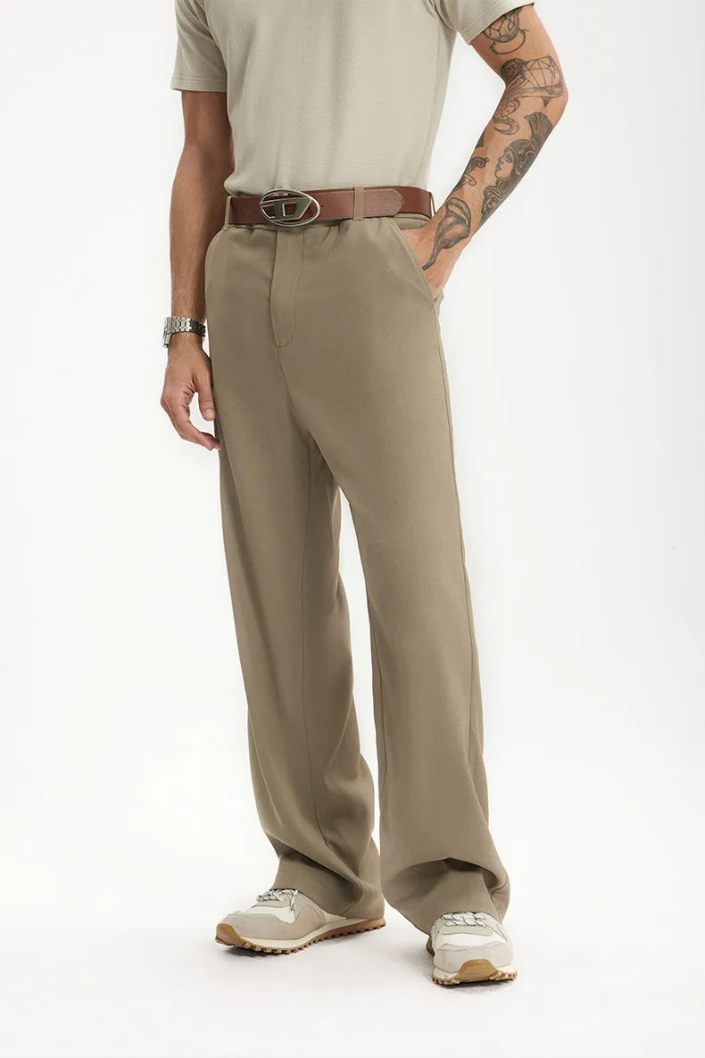 Jie Zhan Men's Wear | American Style Show High Pants  Spring/Summer New Old Money Style Simple Dummy Casual Pocket Pants display picture 5