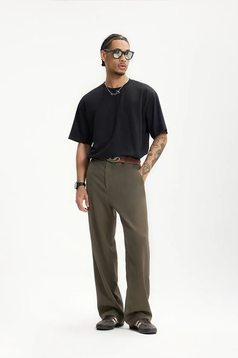 Jie Zhan Men's Wear | American Style Show High Pants  Spring/Summer New Old Money Style Simple Dummy Casual Pocket Pants display picture 7