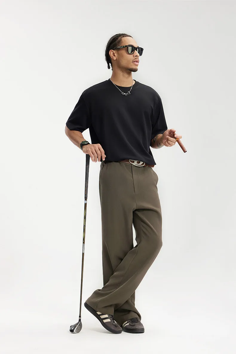 Jie Zhan Men's Wear | American Style Show High Pants  Spring/Summer New Old Money Style Simple Dummy Casual Pocket Pants display picture 8