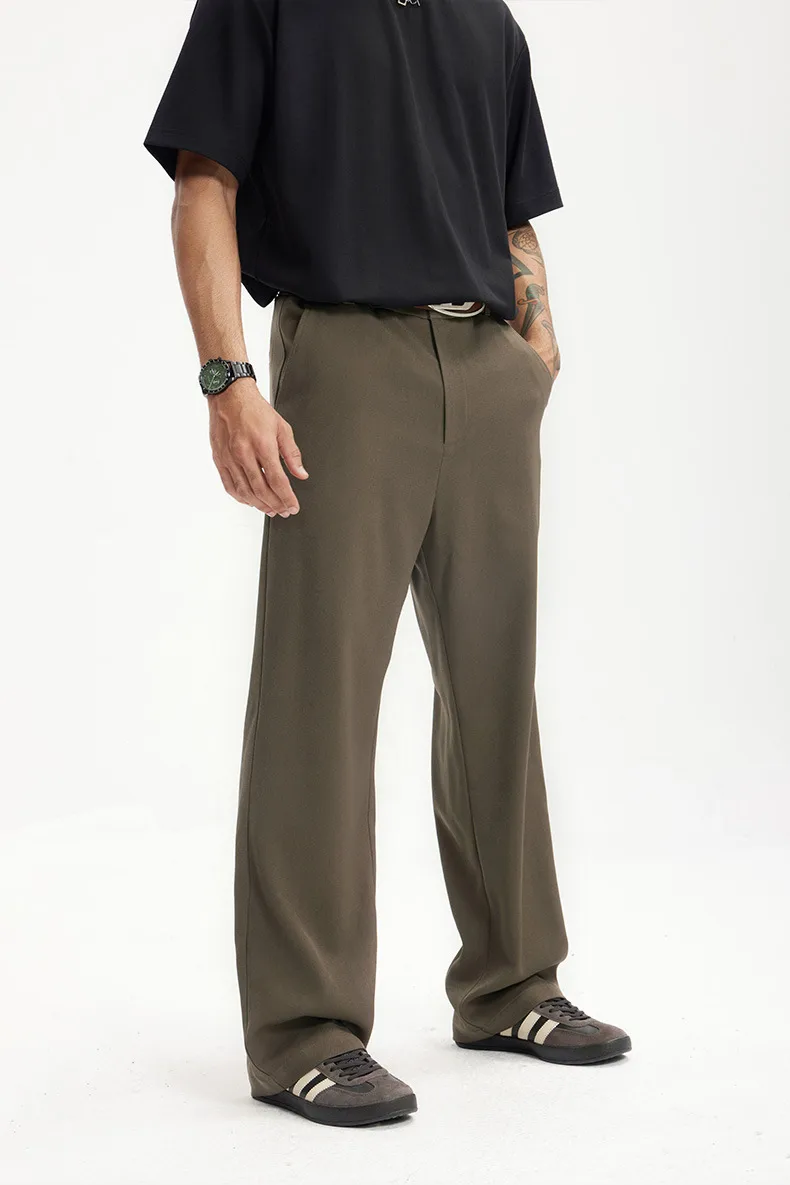 Jie Zhan Men's Wear | American Style Show High Pants  Spring/Summer New Old Money Style Simple Dummy Casual Pocket Pants display picture 9