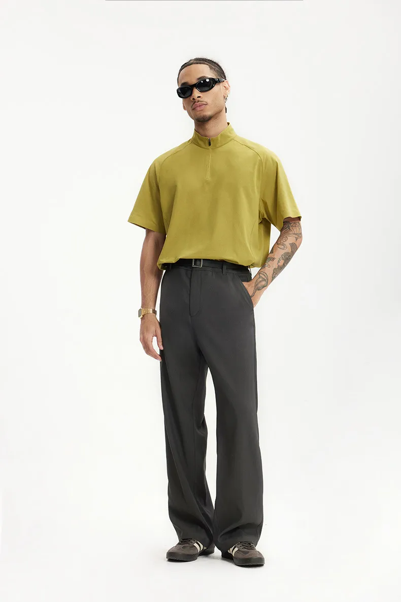 Jie Zhan Men's Wear | American Style Show High Pants  Spring/Summer New Old Money Style Simple Dummy Casual Pocket Pants display picture 11