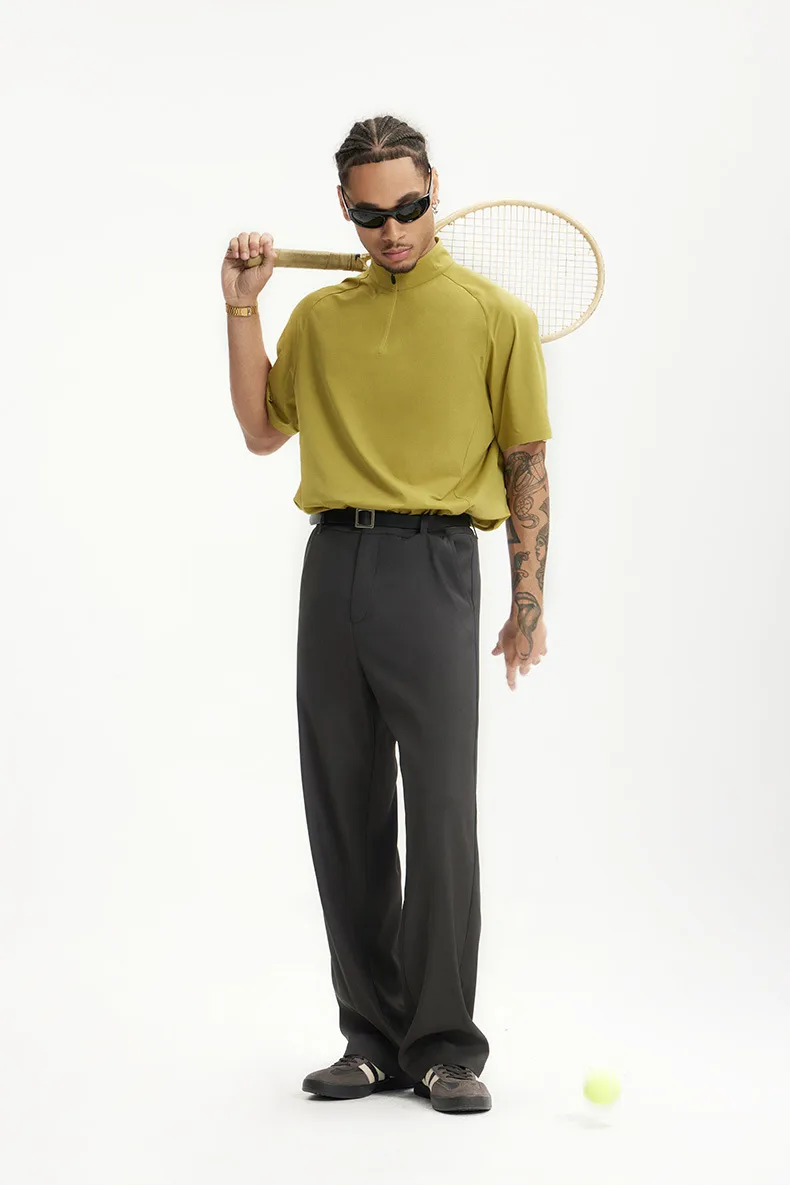 Jie Zhan Men's Wear | American Style Show High Pants  Spring/Summer New Old Money Style Simple Dummy Casual Pocket Pants display picture 12