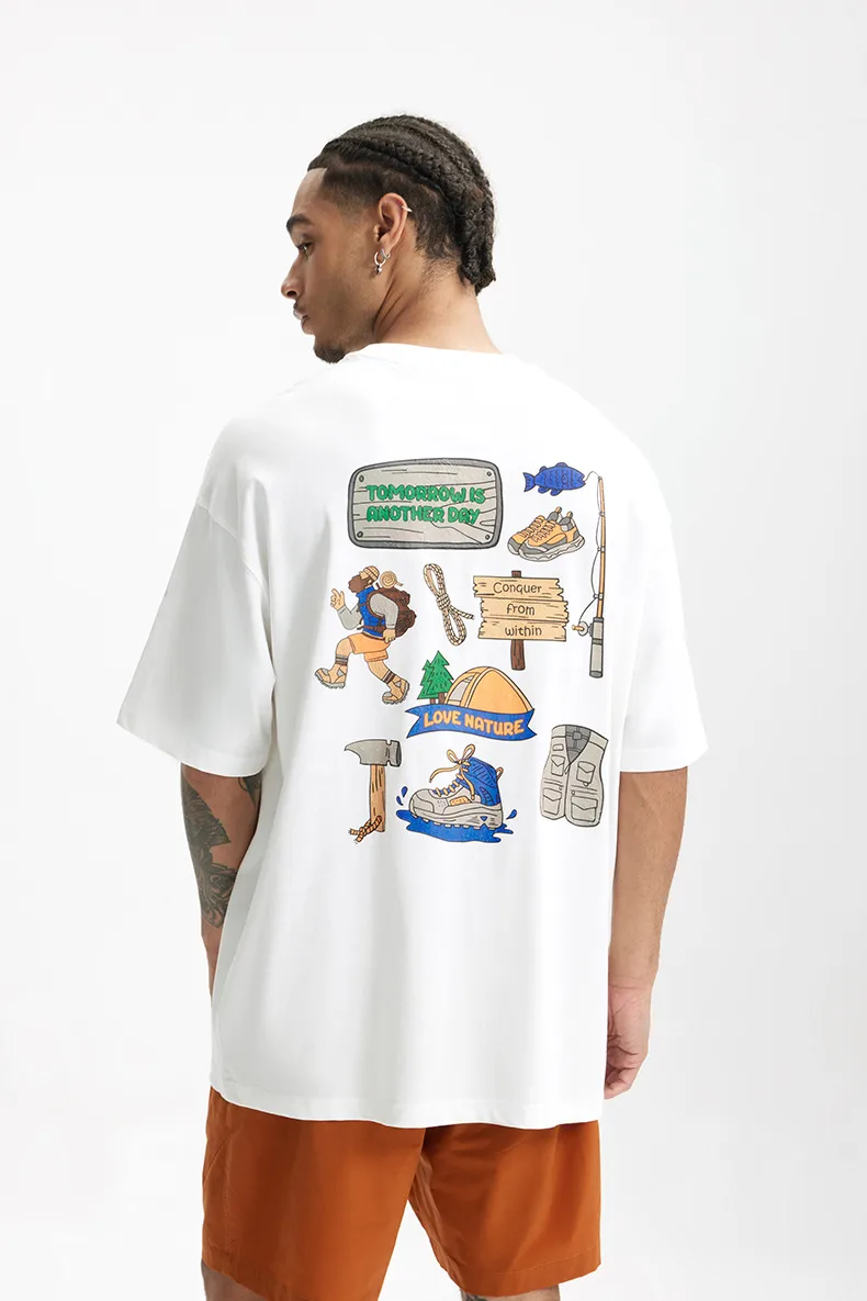 Jie Zhan Men's Wear | Foam Stereo Printed T-shirt  New 265G Heavy Brand Loose Crewneck Short Sleeve display picture 12