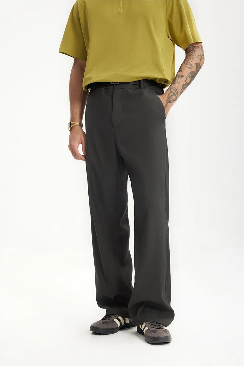 Jie Zhan Men's Wear | American Style Show High Pants  Spring/Summer New Old Money Style Simple Dummy Casual Pocket Pants display picture 13