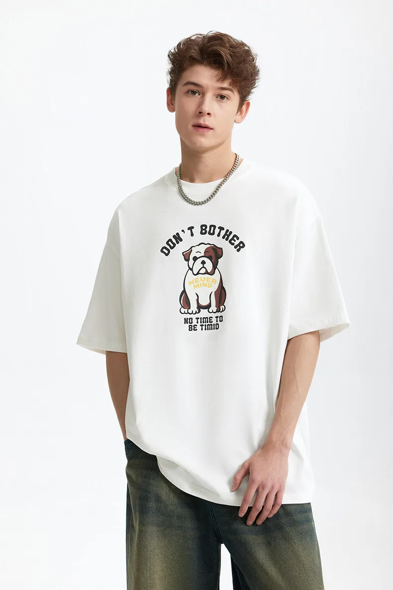 Jie Zhan Men's Wear | Fa Dou Fun Printed T-shirt  Spring/Summer New American Retro Heavy Casual Short Sleeve display picture 6