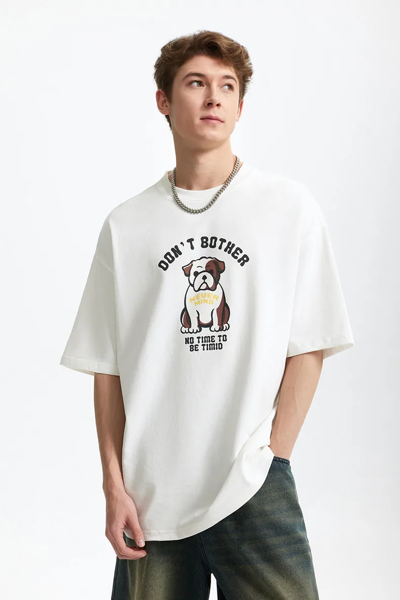 Jie Zhan Men's Wear | Fa Dou Fun Printed T-shirt  Spring/Summer New American Retro Heavy Casual Short Sleeve display picture 7