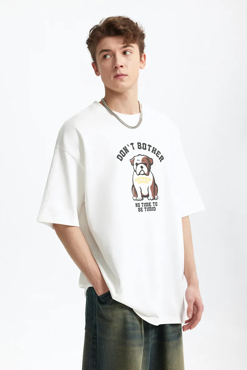 Jie Zhan Men's Wear | Fa Dou Fun Printed T-shirt  Spring/Summer New American Retro Heavy Casual Short Sleeve display picture 9