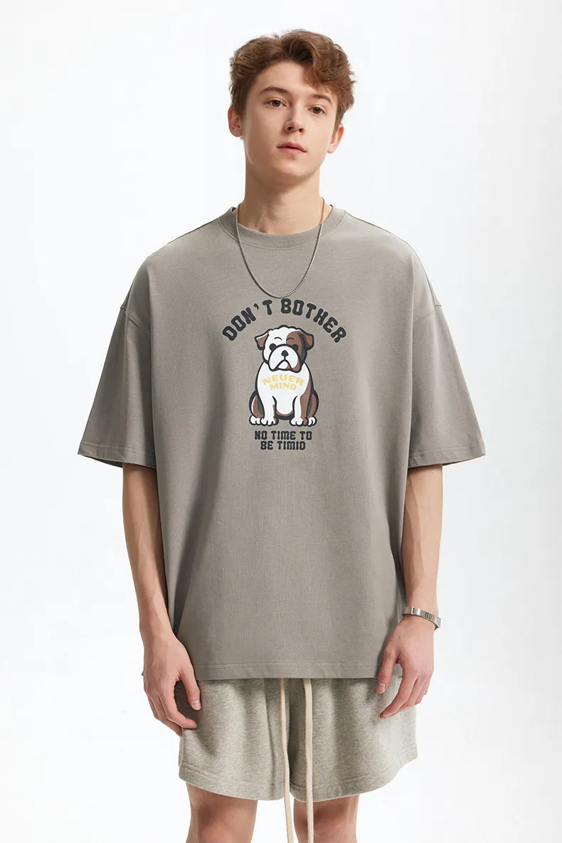 Jie Zhan Men's Wear | Fa Dou Fun Printed T-shirt  Spring/Summer New American Retro Heavy Casual Short Sleeve display picture 15