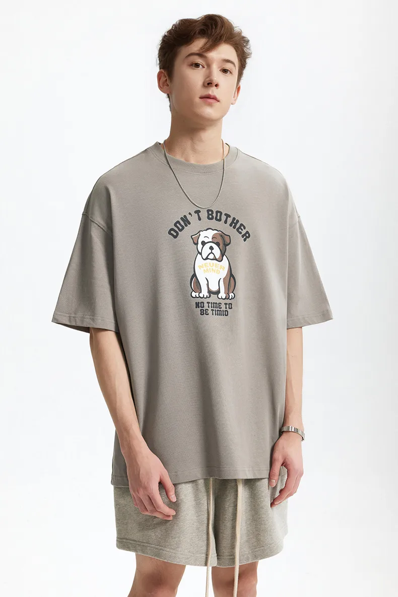 Jie Zhan Men's Wear | Fa Dou Fun Printed T-shirt  Spring/Summer New American Retro Heavy Casual Short Sleeve display picture 16