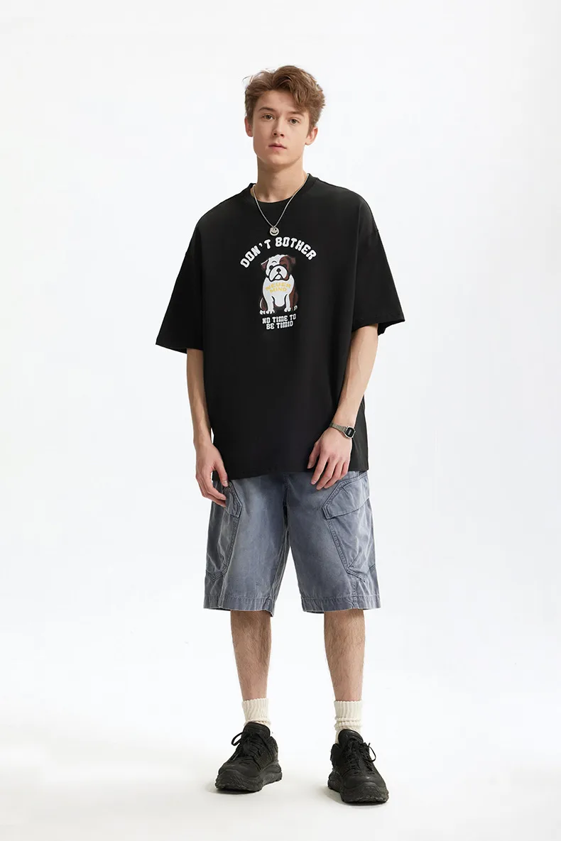 Jie Zhan Men's Wear | Fa Dou Fun Printed T-shirt  Spring/Summer New American Retro Heavy Casual Short Sleeve display picture 20