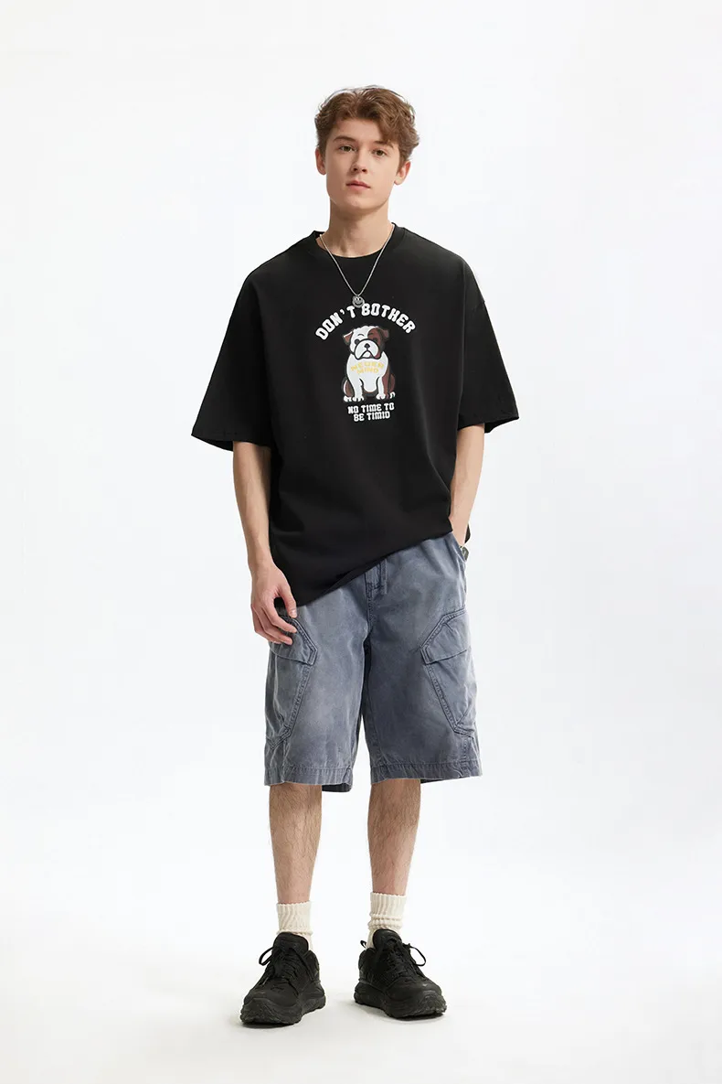 Jie Zhan Men's Wear | Fa Dou Fun Printed T-shirt  Spring/Summer New American Retro Heavy Casual Short Sleeve display picture 21