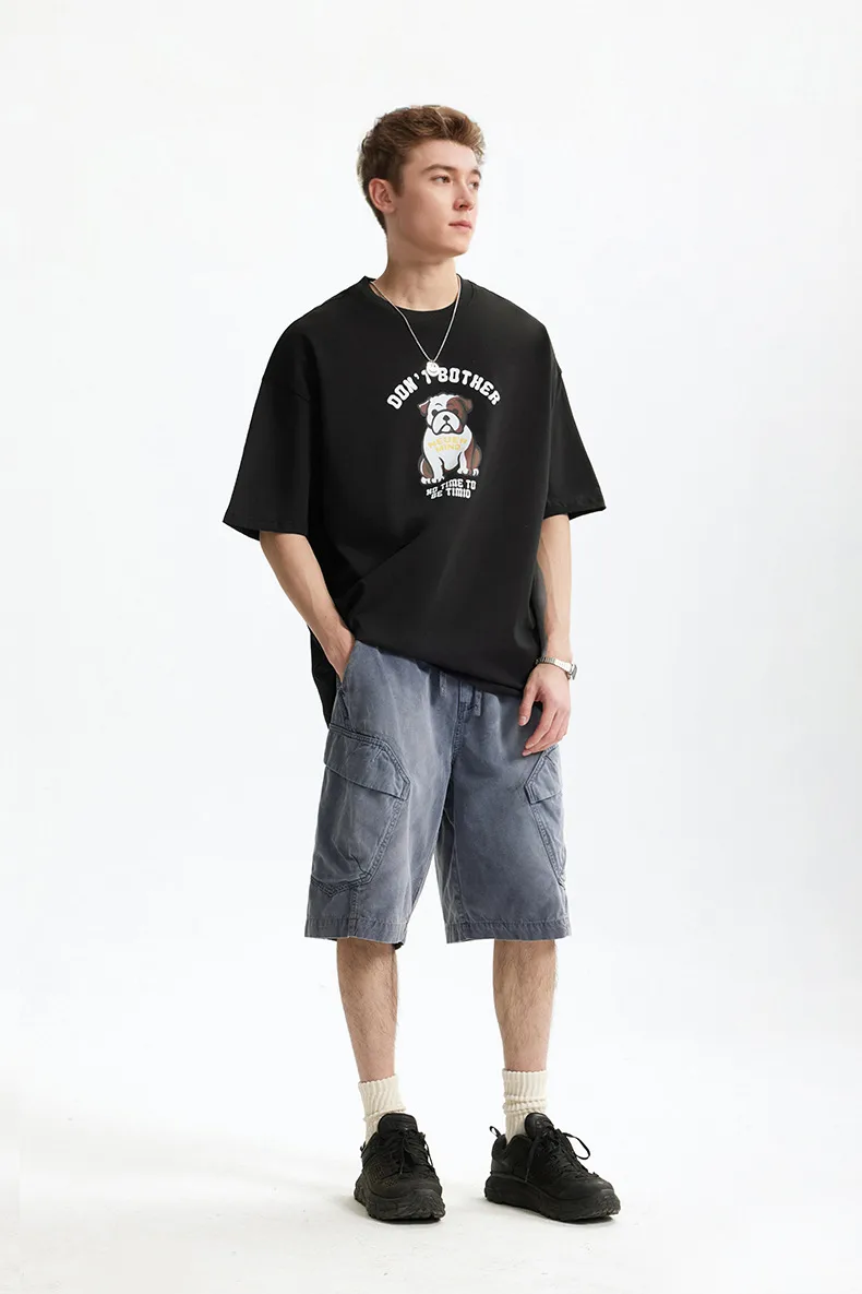 Jie Zhan Men's Wear | Fa Dou Fun Printed T-shirt  Spring/Summer New American Retro Heavy Casual Short Sleeve display picture 22
