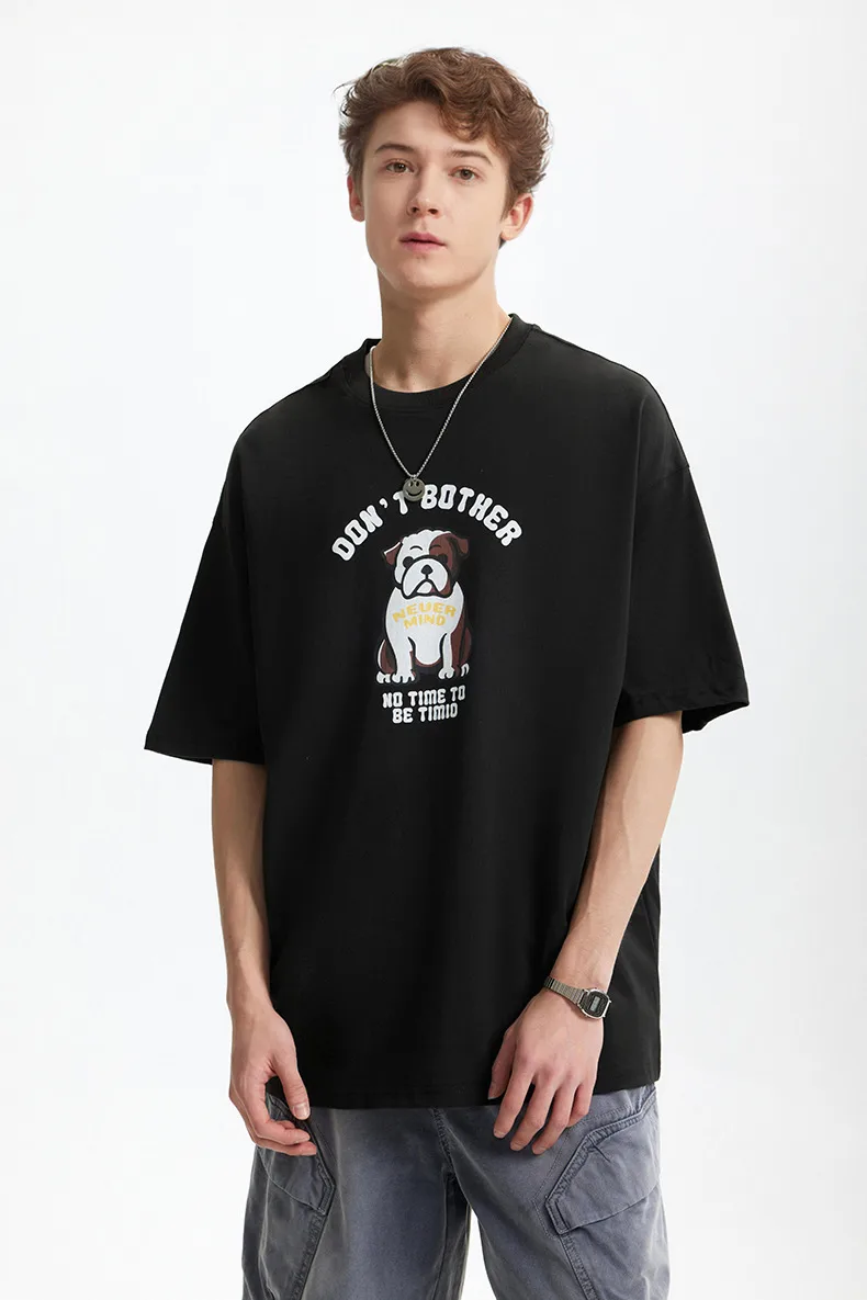 Jie Zhan Men's Wear | Fa Dou Fun Printed T-shirt  Spring/Summer New American Retro Heavy Casual Short Sleeve display picture 23