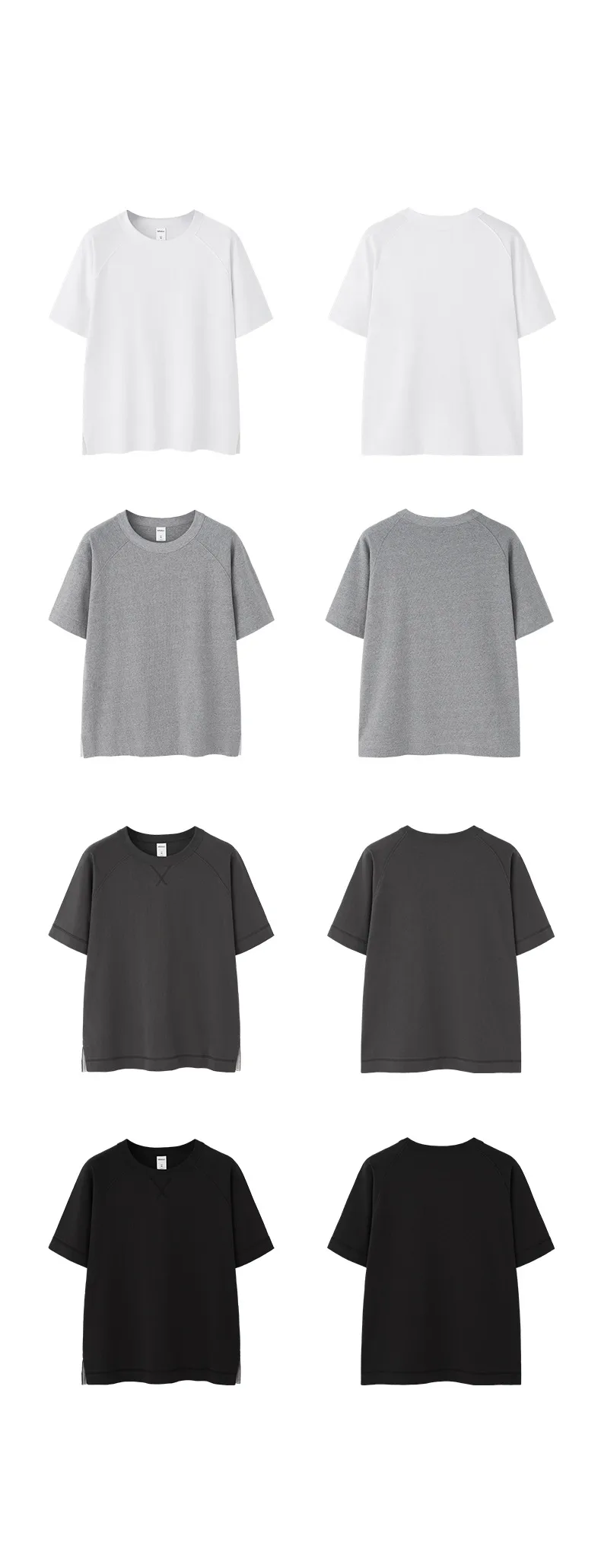 Jie Zhan Men's Wear | Heavy Hemp Cotton American Shoulder T-shirt  Spring/Summer New Hems Split 250g Retro Short Sleeve display picture 19