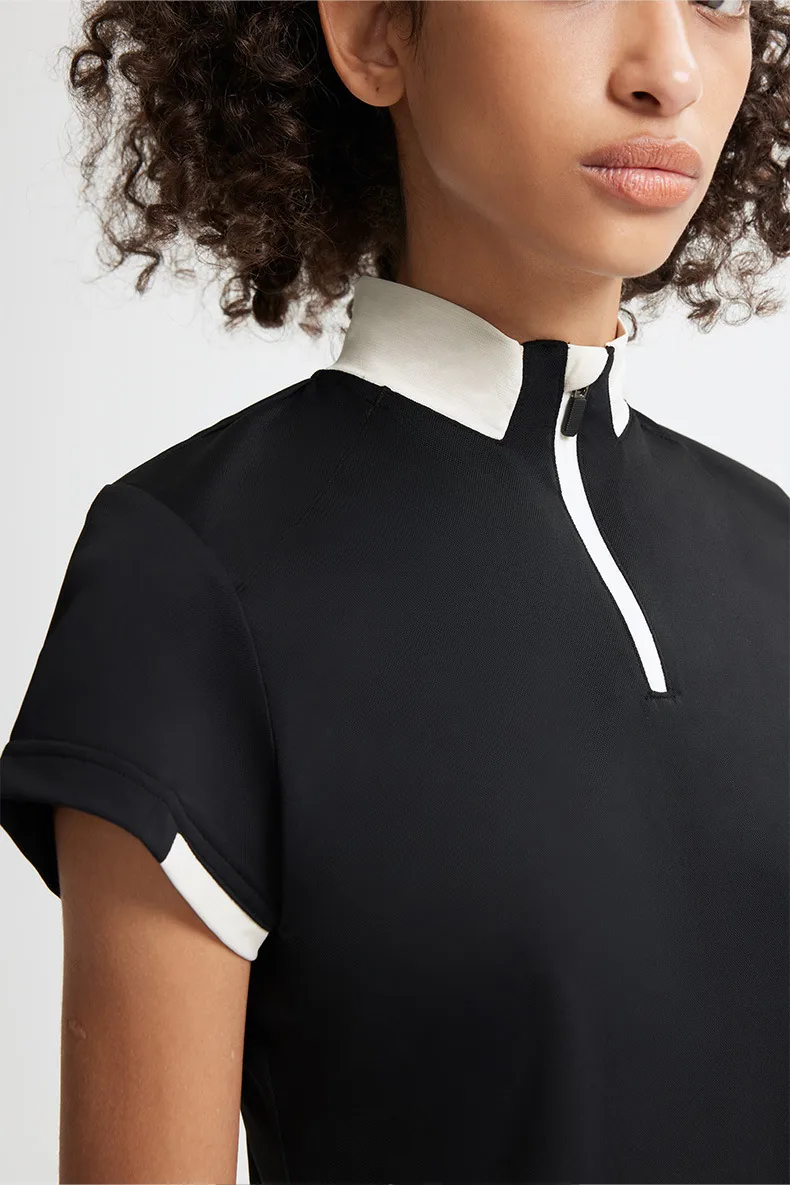 Jie Zhan Women's Wear | Zipper T-shirt  Spring/Summer New Lightweight Cool Golf Tennis Commuter Stitching Short Sleeve display picture 13