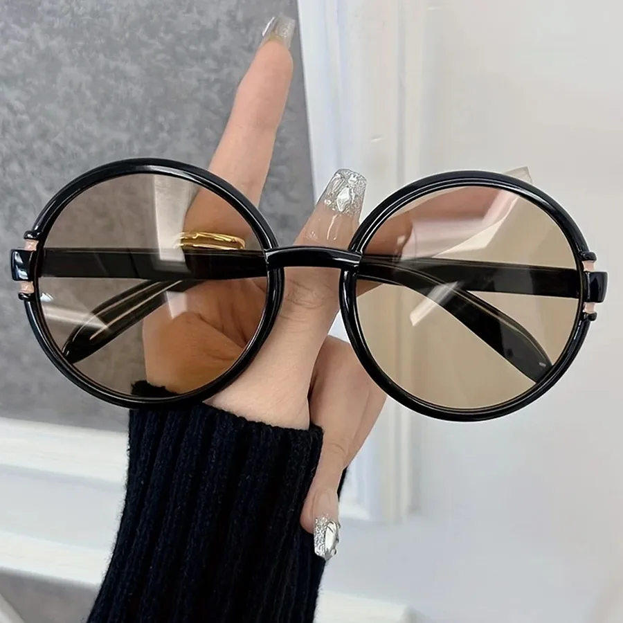 Cute Vintage Style Simple Style Solid Color Ac UV400 Protection Round Frame Full Frame Glasses display picture 1