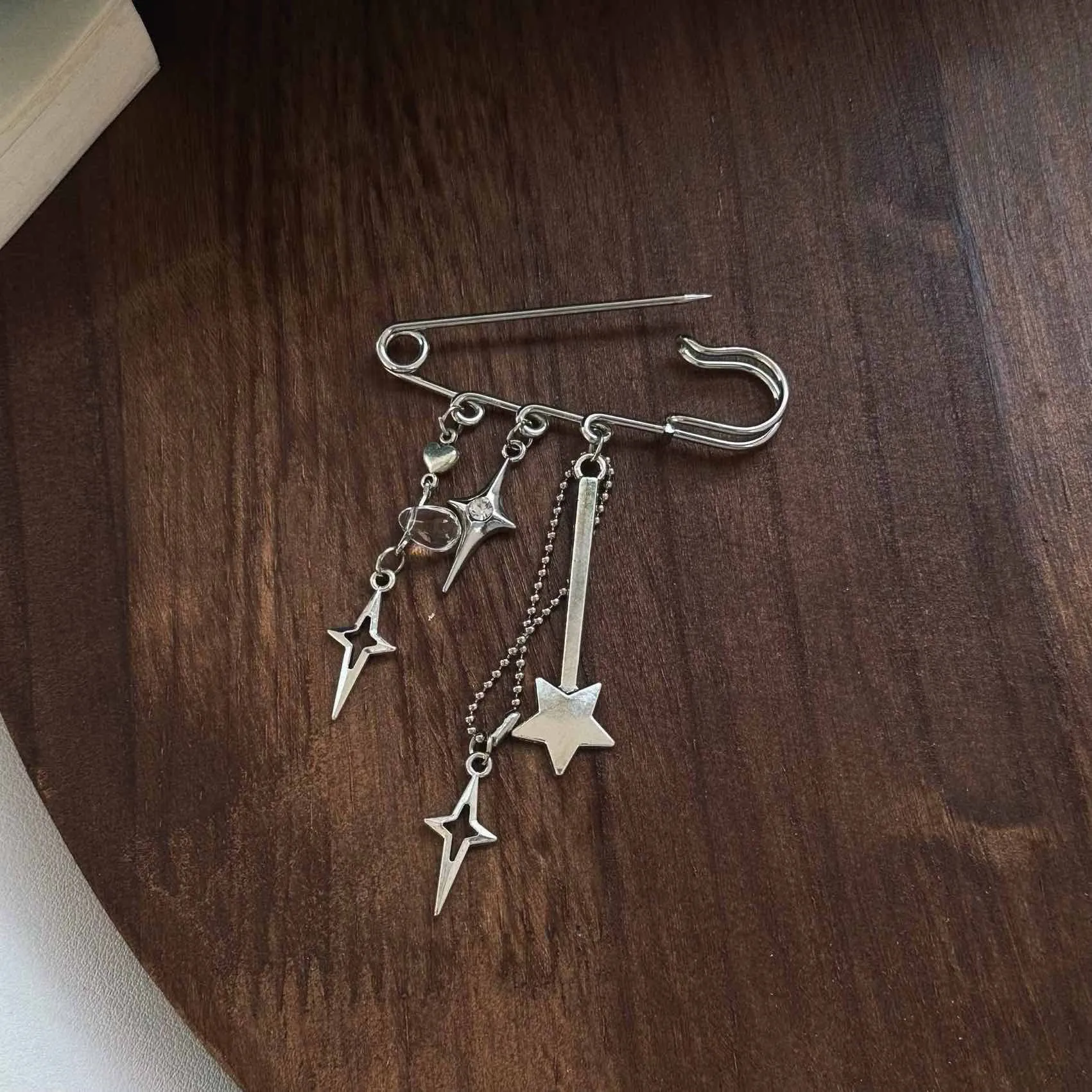 Star Mans Pin Ins Han Feng Blogger Girlfriend Couple Metal Style Y2K Silver Love Keychain Bag Pendant display picture 7