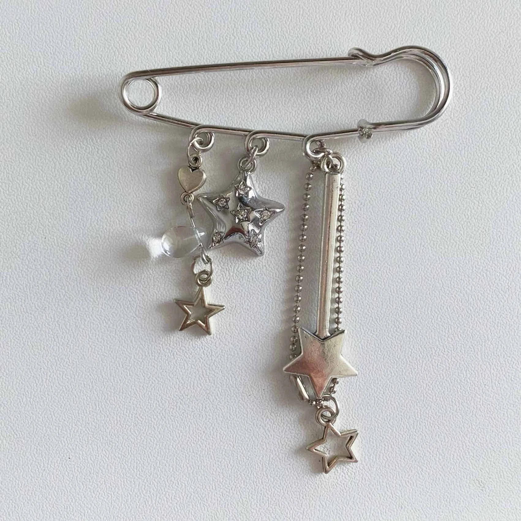 Star Mans Pin Ins Han Feng Blogger Girlfriend Couple Metal Style Y2K Silver Love Keychain Bag Pendant display picture 12