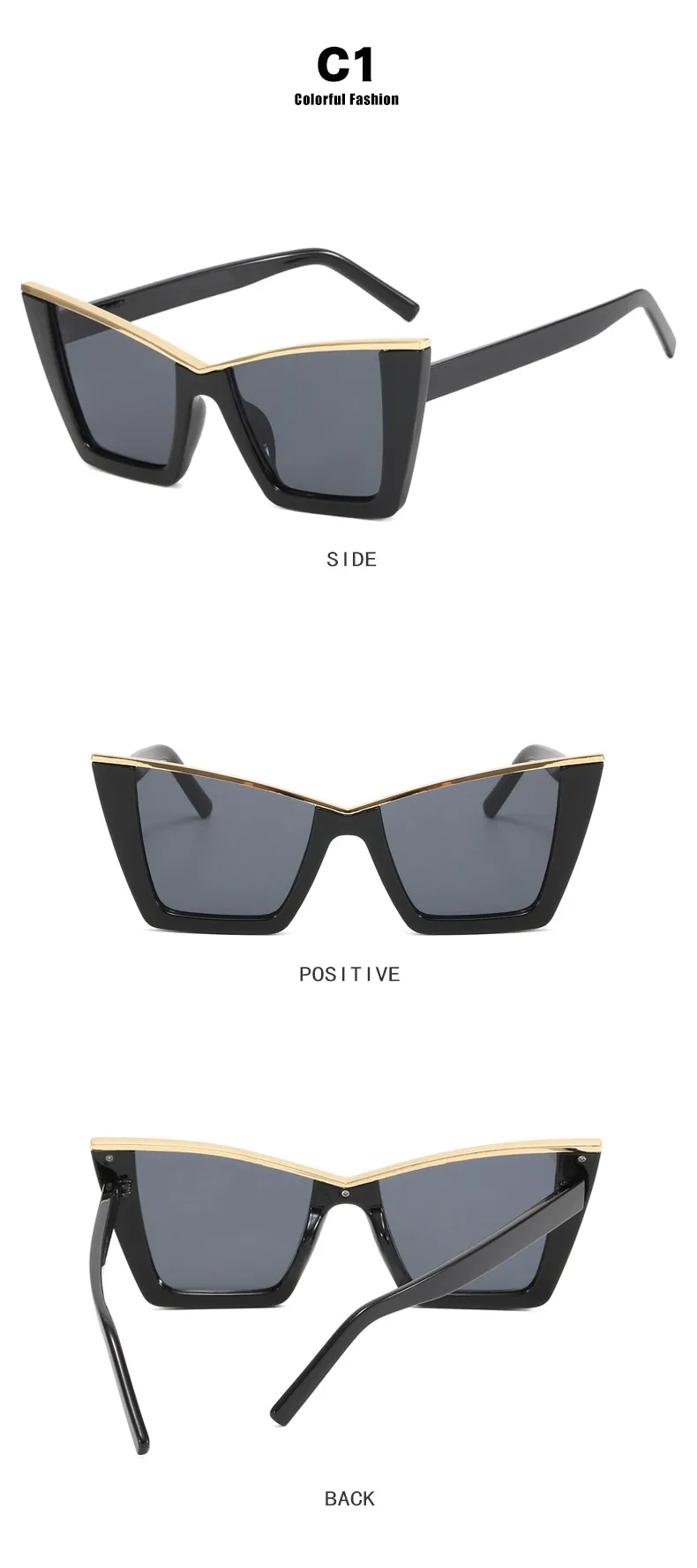 IG Style Punk Affordable Luxury Style Solid Color PC UV400 Protection Cat Eye Full Frame Glasses display picture 5