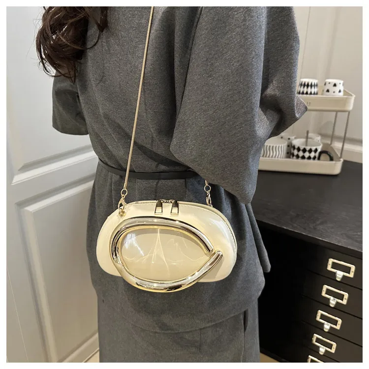 Retro Niche Metal Box Beautiful Small Square Bag Banquet Clutch Bag Simple Texturized Crossbody Bag display picture 1