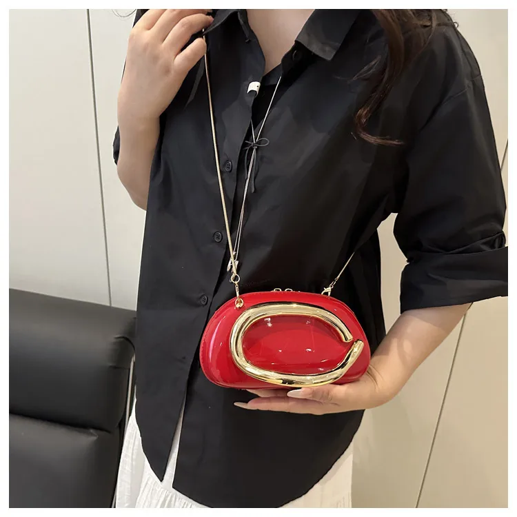 Retro Niche Metal Box Beautiful Small Square Bag Banquet Clutch Bag Simple Texturized Crossbody Bag display picture 6