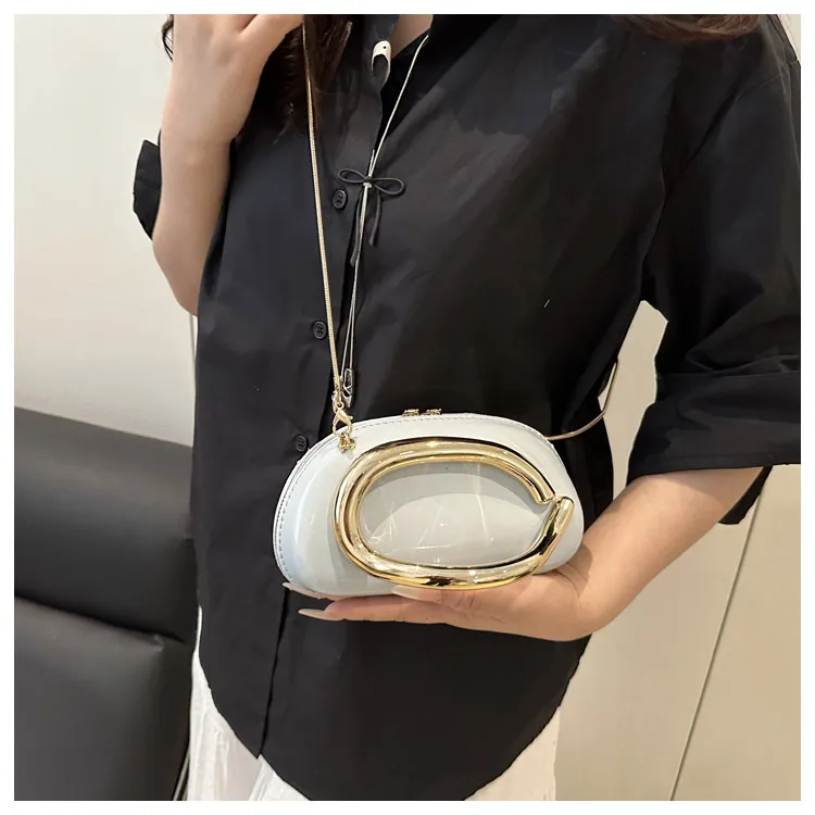 Retro Niche Metal Box Beautiful Small Square Bag Banquet Clutch Bag Simple Texturized Crossbody Bag display picture 9