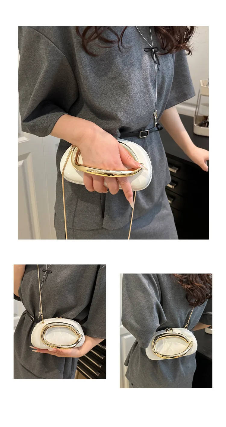 Retro Niche Metal Box Beautiful Small Square Bag Banquet Clutch Bag Simple Texturized Crossbody Bag display picture 12