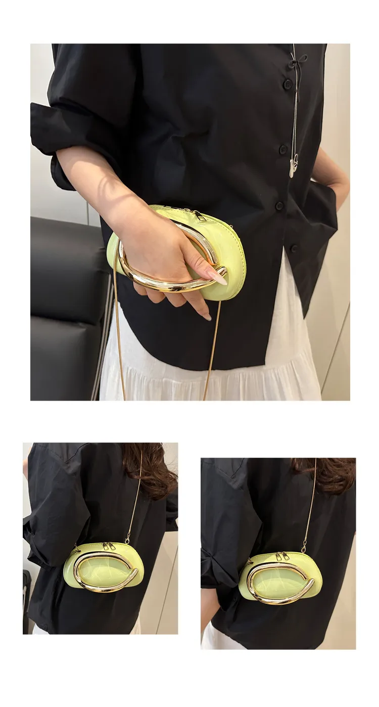 Retro Niche Metal Box Beautiful Small Square Bag Banquet Clutch Bag Simple Texturized Crossbody Bag display picture 20