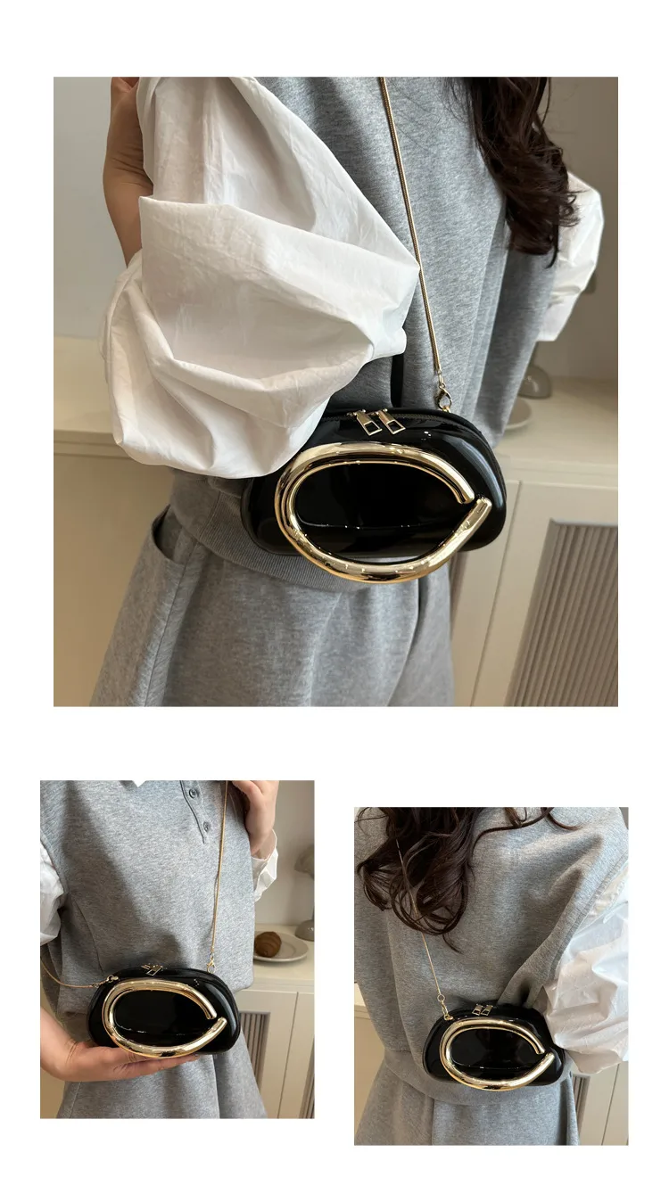Retro Niche Metal Box Beautiful Small Square Bag Banquet Clutch Bag Simple Texturized Crossbody Bag display picture 22