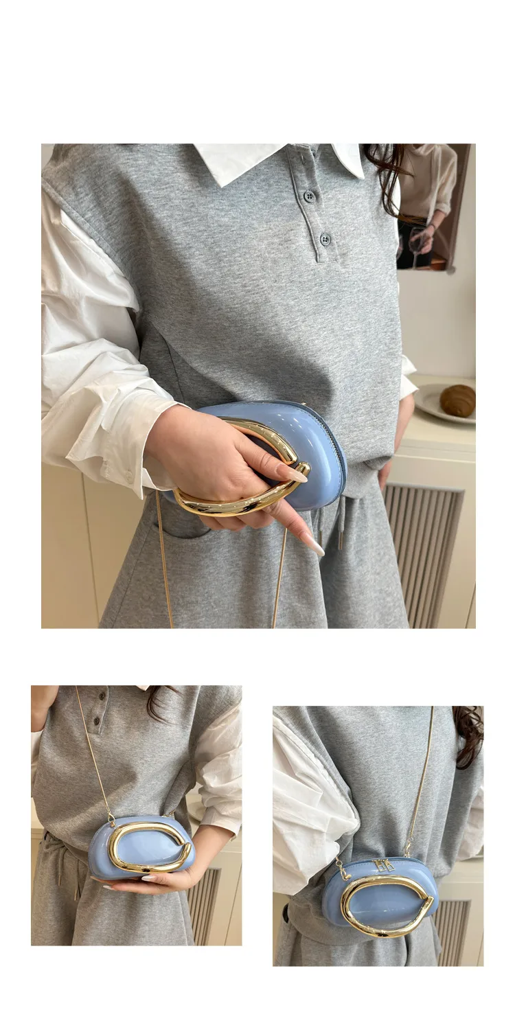 Retro Niche Metal Box Beautiful Small Square Bag Banquet Clutch Bag Simple Texturized Crossbody Bag display picture 23