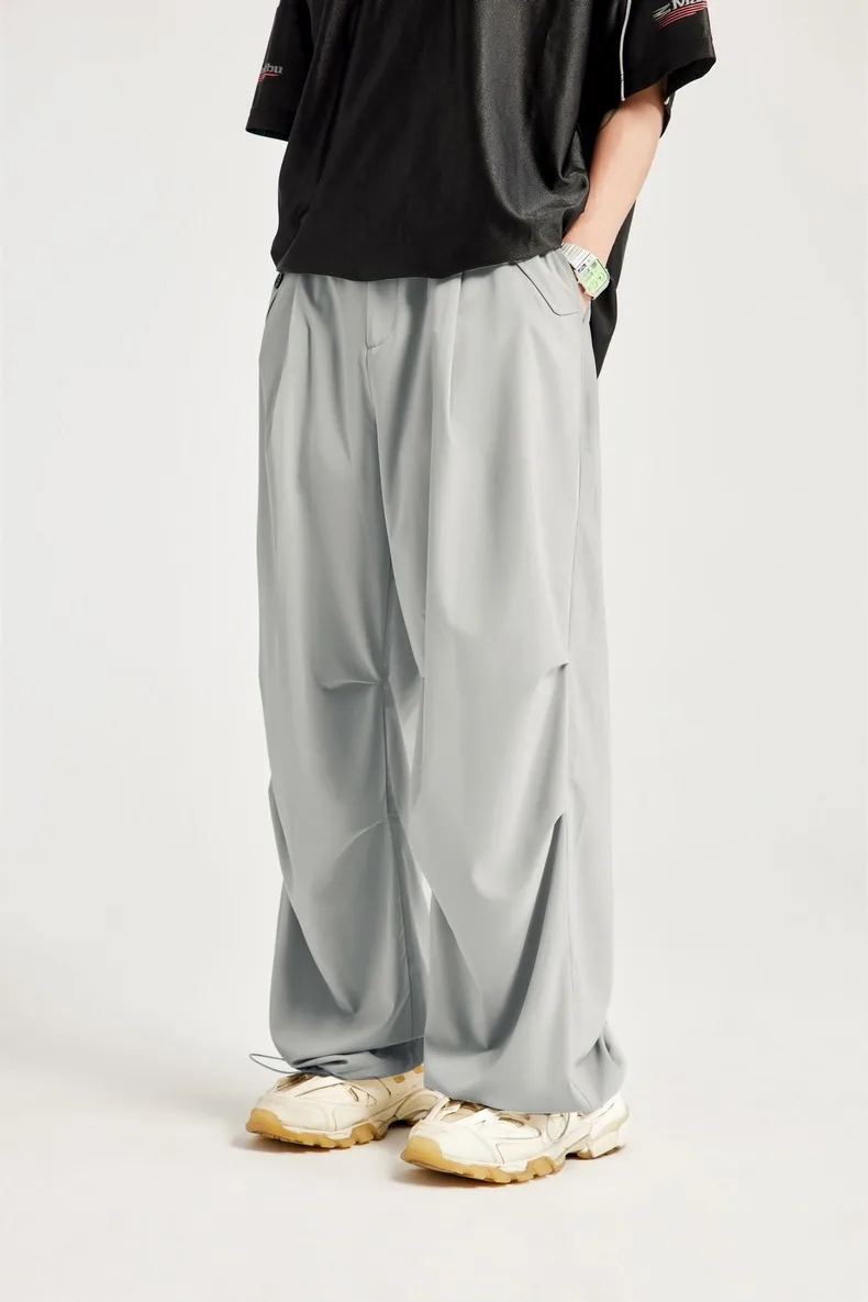 Jiezhan Discount Store | Skin Sense Air Conditioning Pants Cool Sense Casual Pants Tide Brand Loose Comfortable Wide Leg Pants Men display picture 7