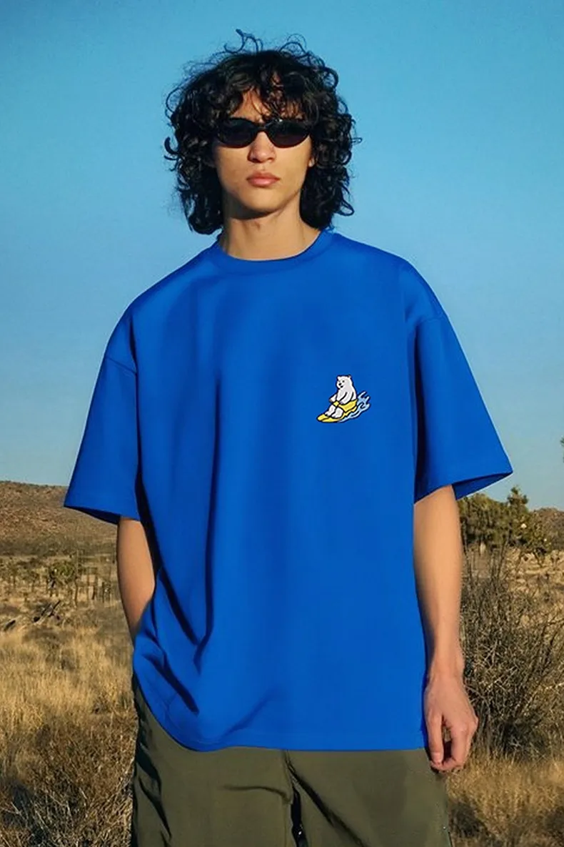 Jie Zhan Men's Wear | Summer Surfing Cute Embroidered T-shirt 25 Spring And Summer New American Street Dopamine Couple Short Sleeve display picture 2