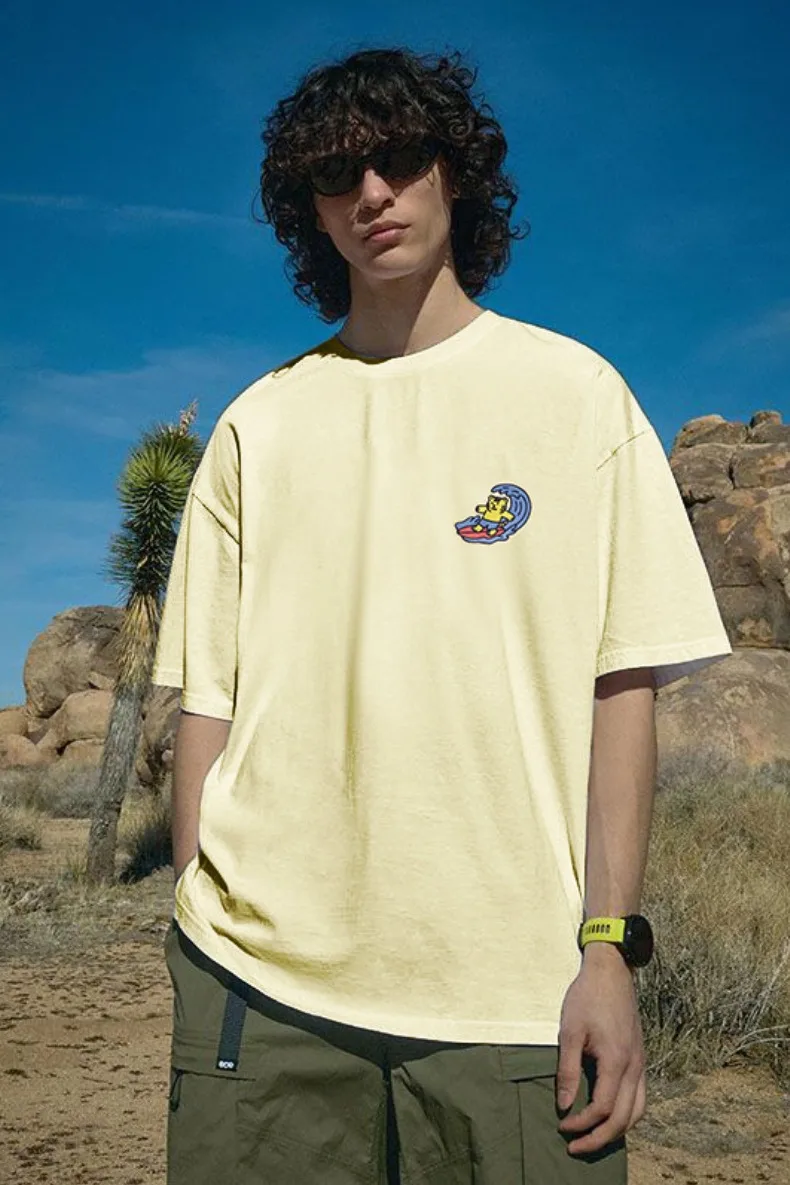 Jie Zhan Men's Wear | Summer Surfing Cute Embroidered T-shirt 25 Spring And Summer New American Street Dopamine Couple Short Sleeve display picture 8