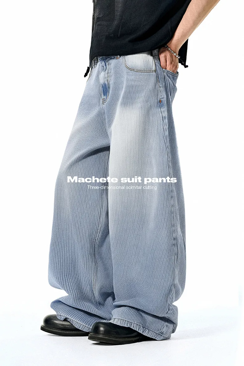 Jiezhan Men's Wear | Bamboo Scimitar Jeans 25 Spring And Summer New Clenfit Street Wide Leg Pants Loose Casual Pants display picture 1
