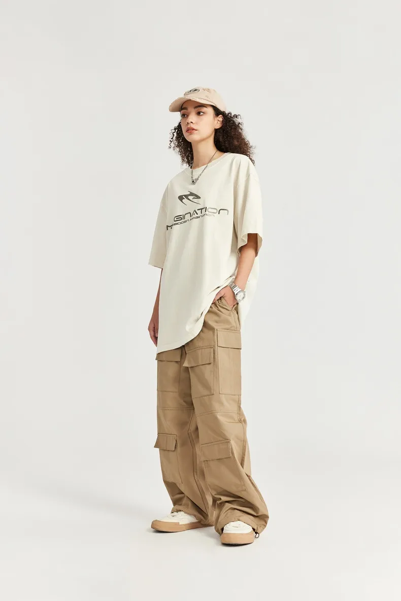 Jie Zhan Discount Store | Titanium Bright Face Wash Water Abraded T-shirt  Spring/Summer Fashion Brand Loose Street Short Sleeve Jacket display picture 3