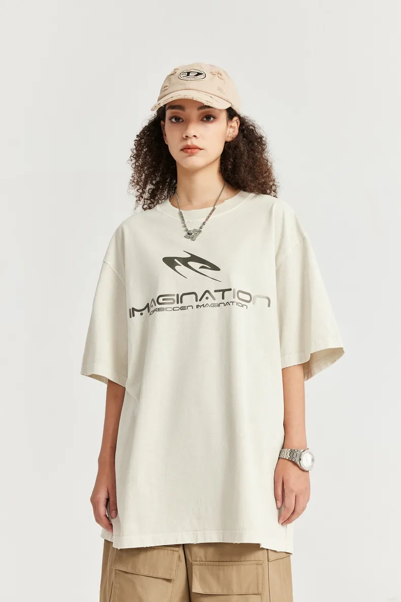 Jie Zhan Discount Store | Titanium Bright Face Wash Water Abraded T-shirt  Spring/Summer Fashion Brand Loose Street Short Sleeve Jacket display picture 4