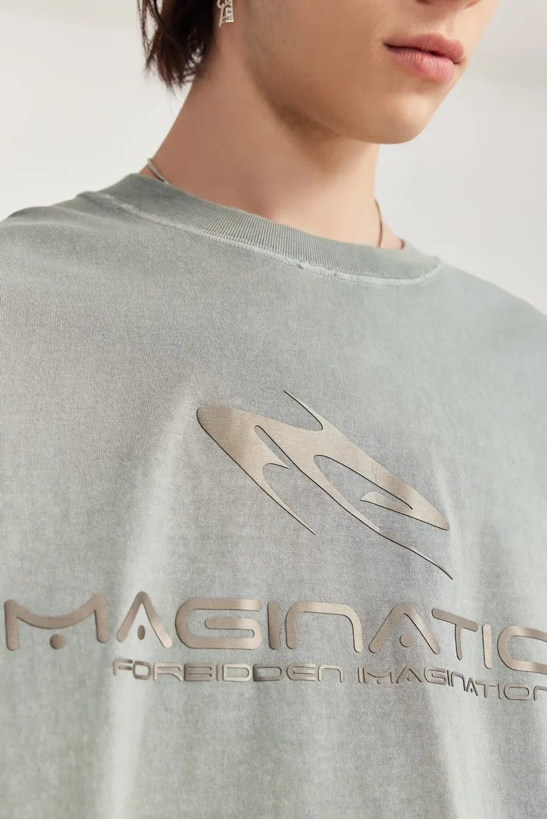 Jie Zhan Discount Store | Titanium Bright Face Wash Water Abraded T-shirt  Spring/Summer Fashion Brand Loose Street Short Sleeve Jacket display picture 9