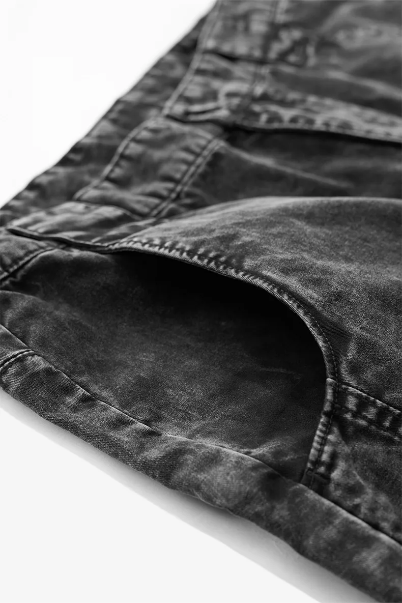 Jie Zhan Men's Wear | Seven-point Three-dimensional Cut Washing Scimitar Pants 25 Spring/Summer New Products Old Street Workwear Shorts Men display picture 6
