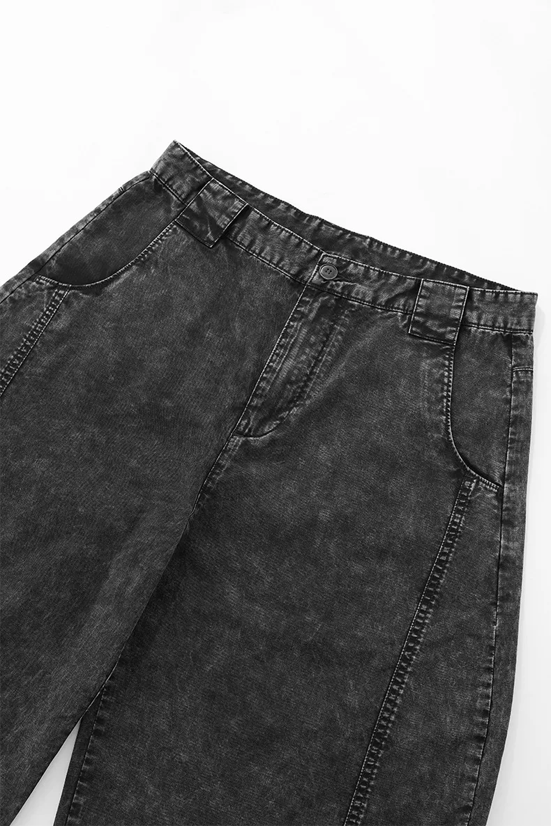 Jie Zhan Men's Wear | Seven-point Three-dimensional Cut Washing Scimitar Pants 25 Spring/Summer New Products Old Street Workwear Shorts Men display picture 7