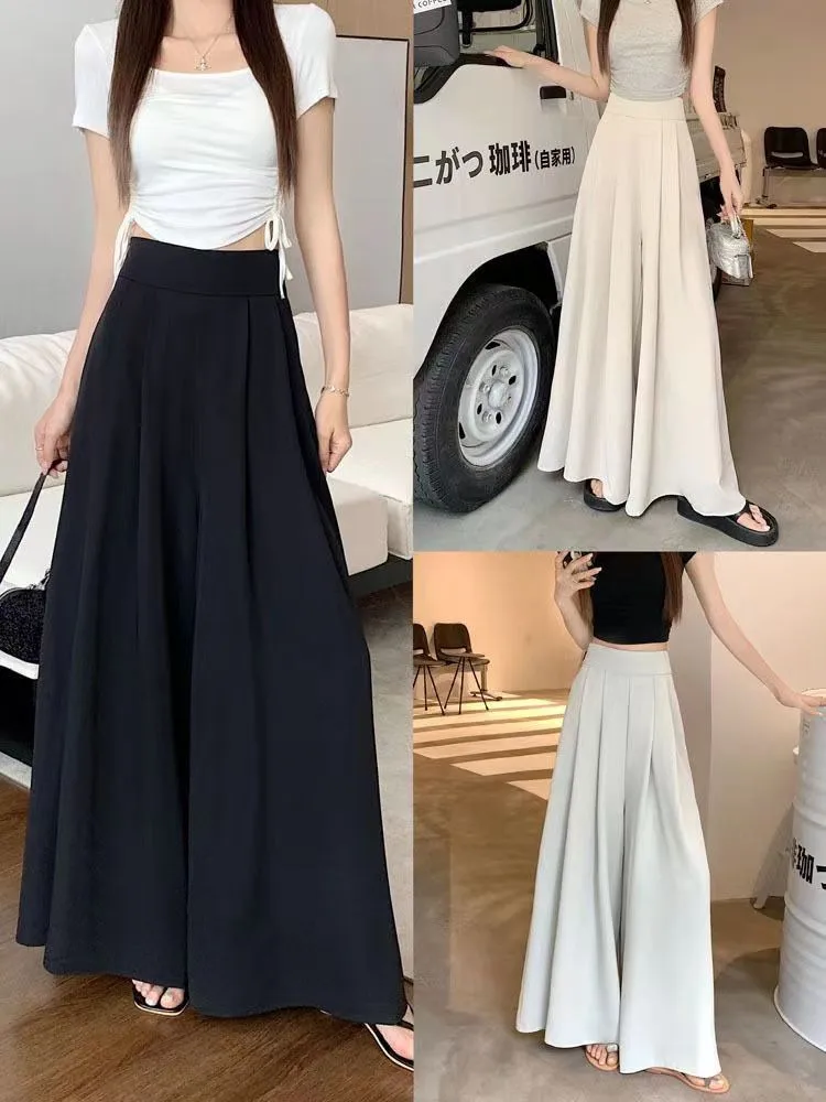 Women's  Spring And Summer Thin Pleated Suit Pants High Waist Draped Slimming Casual Trendy Skirt display picture 2