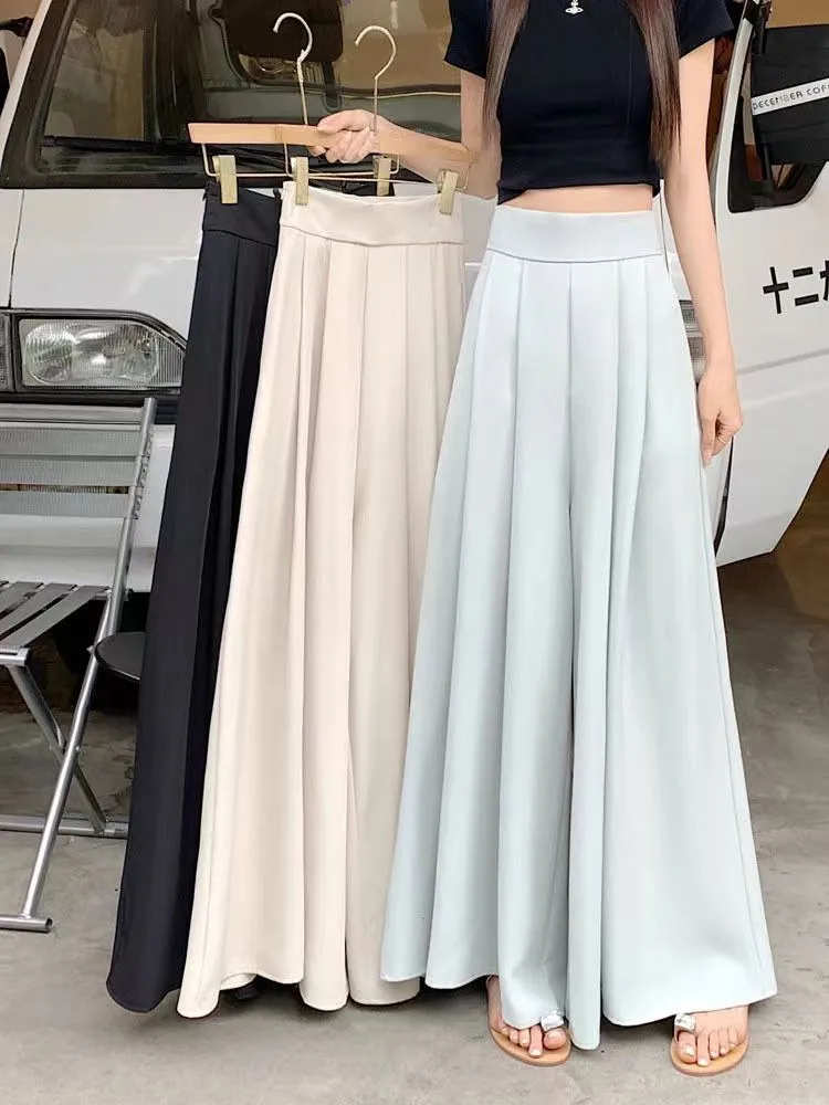 Women's  Spring And Summer Thin Pleated Suit Pants High Waist Draped Slimming Casual Trendy Skirt display picture 3