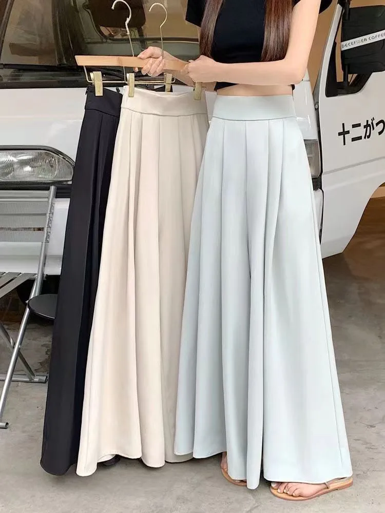 Women's  Spring And Summer Thin Pleated Suit Pants High Waist Draped Slimming Casual Trendy Skirt display picture 4