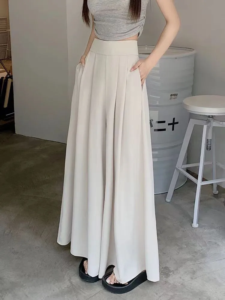 Women's  Spring And Summer Thin Pleated Suit Pants High Waist Draped Slimming Casual Trendy Skirt display picture 6