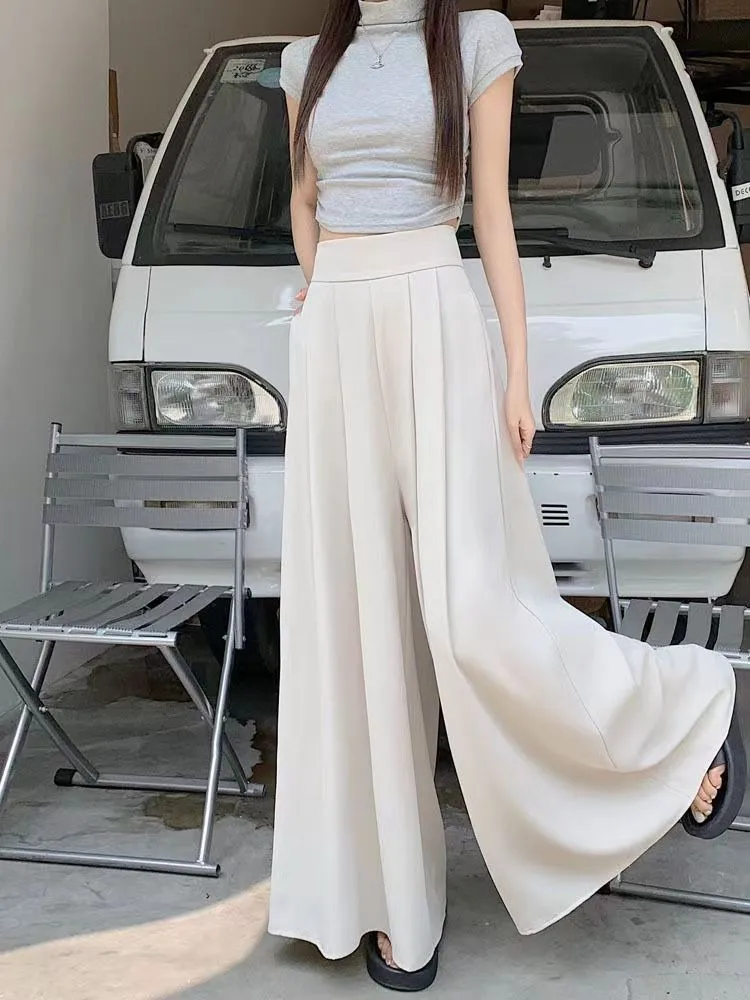 Women's  Spring And Summer Thin Pleated Suit Pants High Waist Draped Slimming Casual Trendy Skirt display picture 7