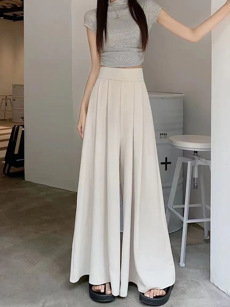 Women's  Spring And Summer Thin Pleated Suit Pants High Waist Draped Slimming Casual Trendy Skirt display picture 9